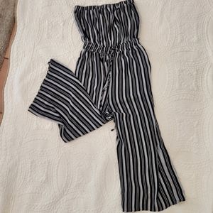 Black and White Striped Jumpsuit
